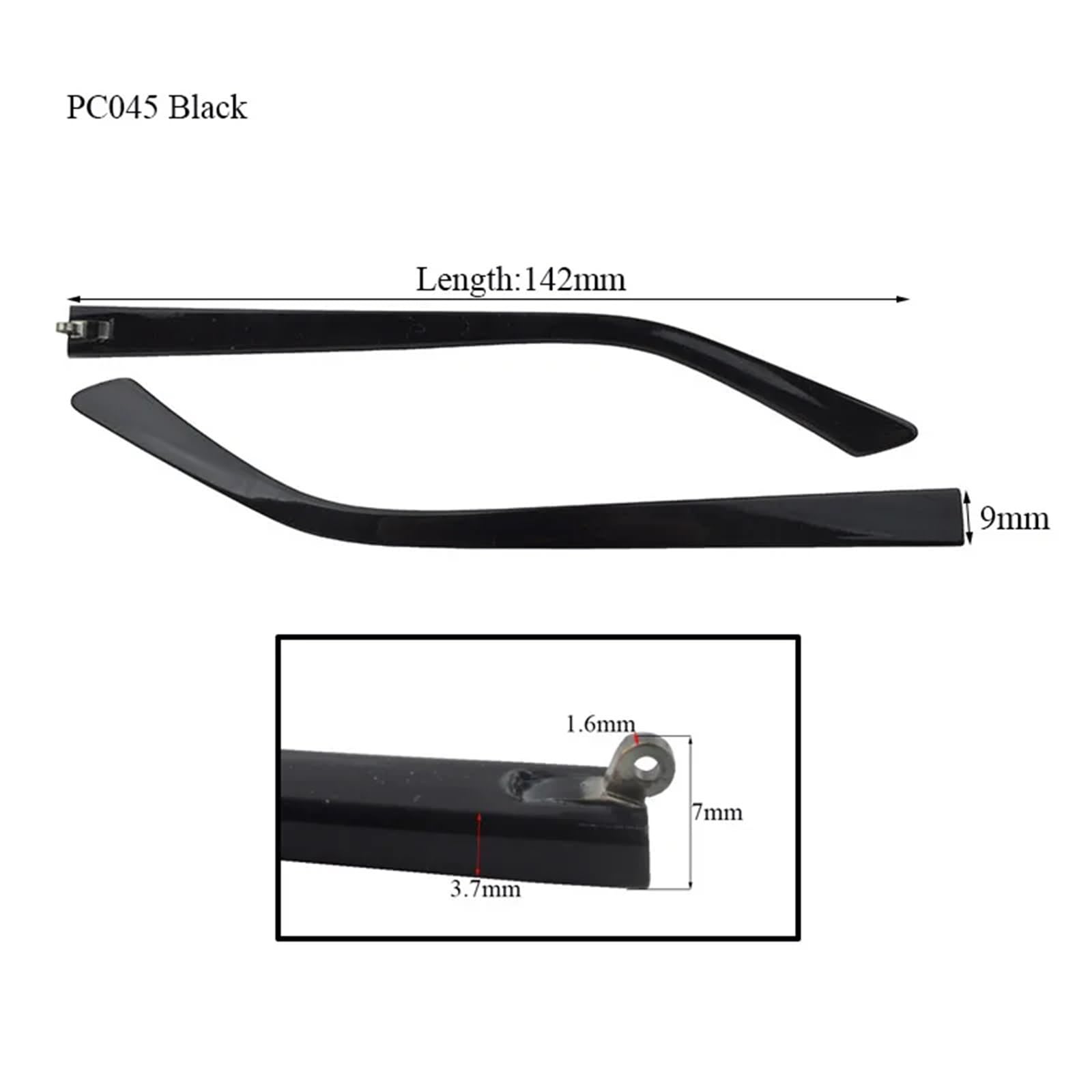20 sztuk PC Okulary Zausznik Plastikowe nogawki do okularów Akcesoria naprawy Czarny Brązowy 9mm 8mm 6mm Szerokość(Pc045 Black)