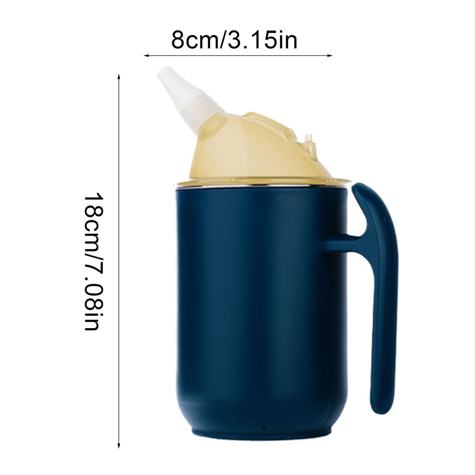 Tazza antigoccia per anziani, in acciaio inox, ergonomica, con coperchio, ideale per pazienti e caregiver, facile da usare e design sicuro