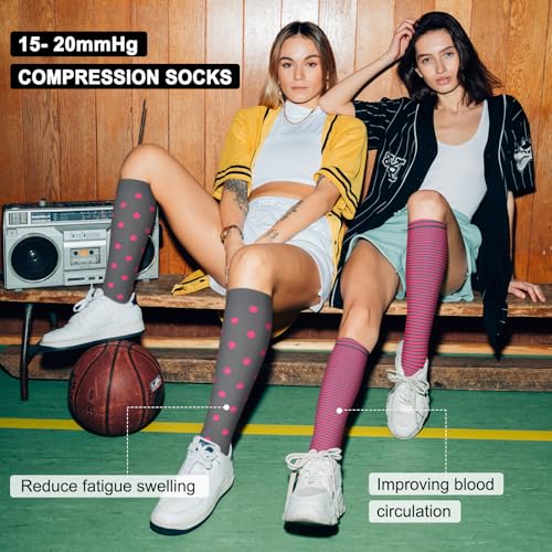 Image of Iseasoo 4 Pairs Compression Socks for Women Circulation-Best Support for Nurses,Running,Athletic,Travel