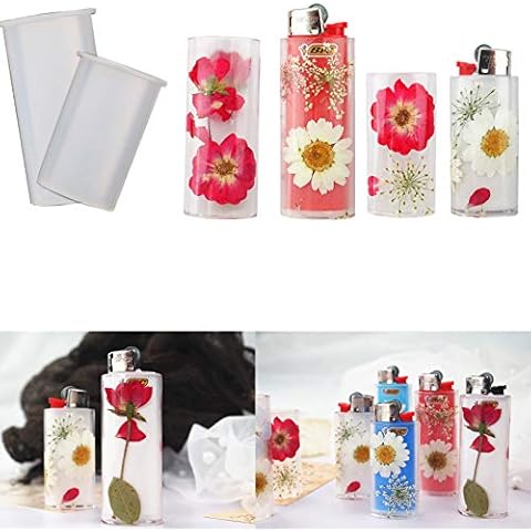 Lighter Case Resin Mold, 2pcs Lighter Protective Cover Universal Holder Silicone Epoxy Resin Jewelry Casting Mold Protective Case for Classic BiC J3/J5 Accessories Cover Pouches Mould DIY Making Craft Cover