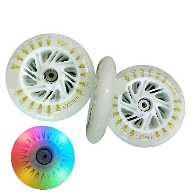 Clignotant Quad Roller 90A 125mm * 24mm roues de patinage de vitesse en ligne haute luminosité Flash brillance colle pneu de patinage 125 roue de vitesse 6 pièces/ensemble Skate Wheels(Colorful Bearin