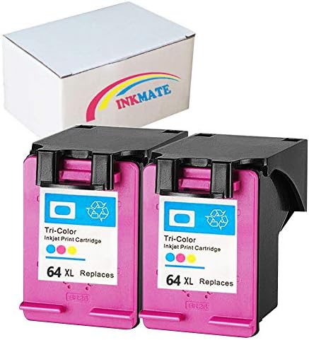 INKMATE Re-Manufactured Ink Cartridge Replacement for 64XL for HP N9J91AN HP Envy Photo 6255 7155 7855 2Tri-Color 2Pack