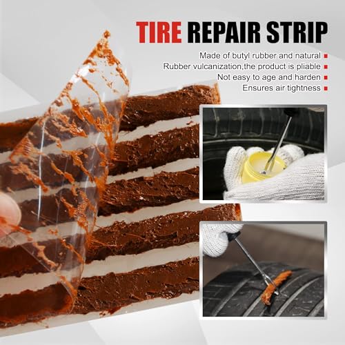 Image of AWELCRAFT 10-Piece Economical Tire Repair Kit - Flat Tire Plug Kit with T-Handle Tools, Storage Case - Fix Punctures Fast, - Ideal for Car, Truck, Motorcycle, ATV