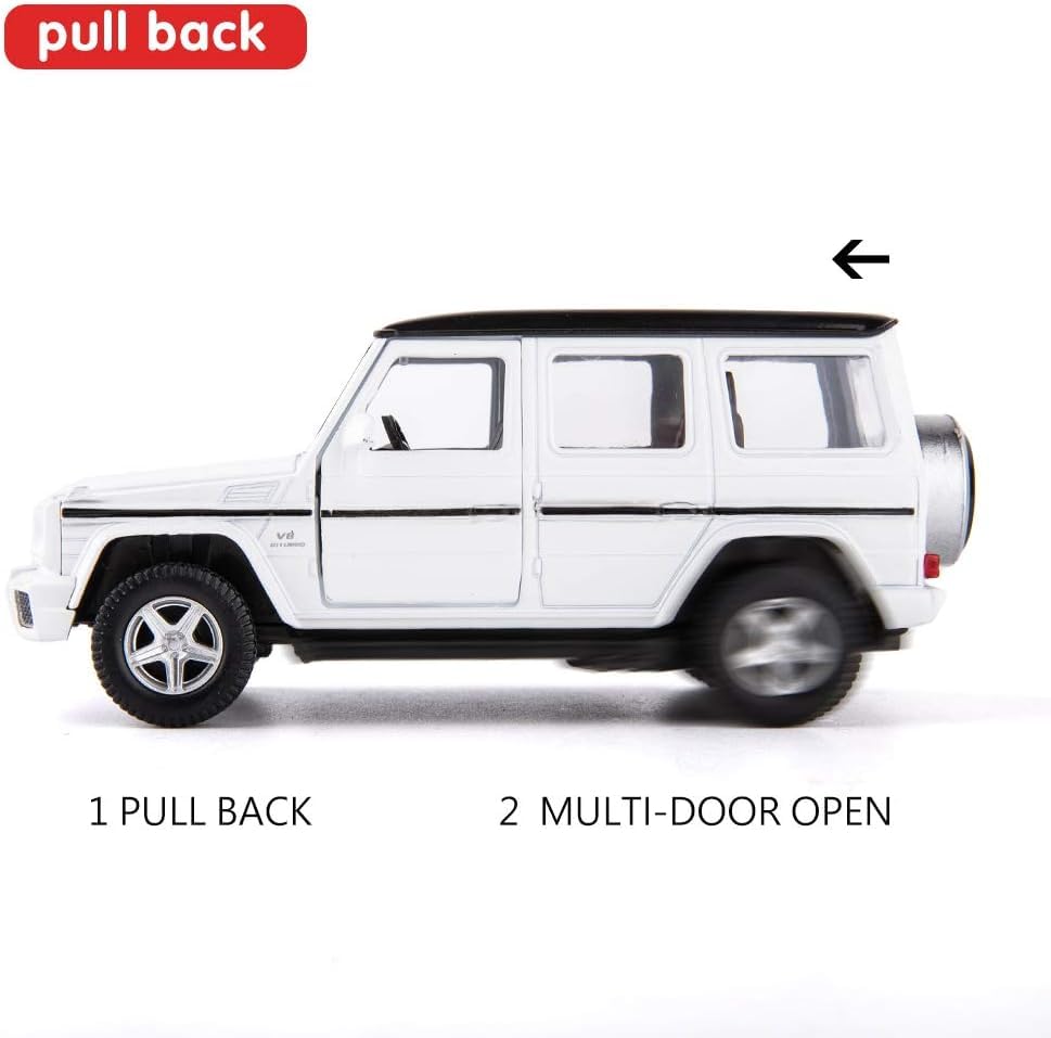 Image of PLUSPOINT Diecast 1:36 Scale Benz G-63 Model Car Pull Back Action G Wagon Vehicle Alloy Simulation Supercar with Openable Doors Lights and Sound Toy for Kids and Collectors for Play & Display Gift 3+