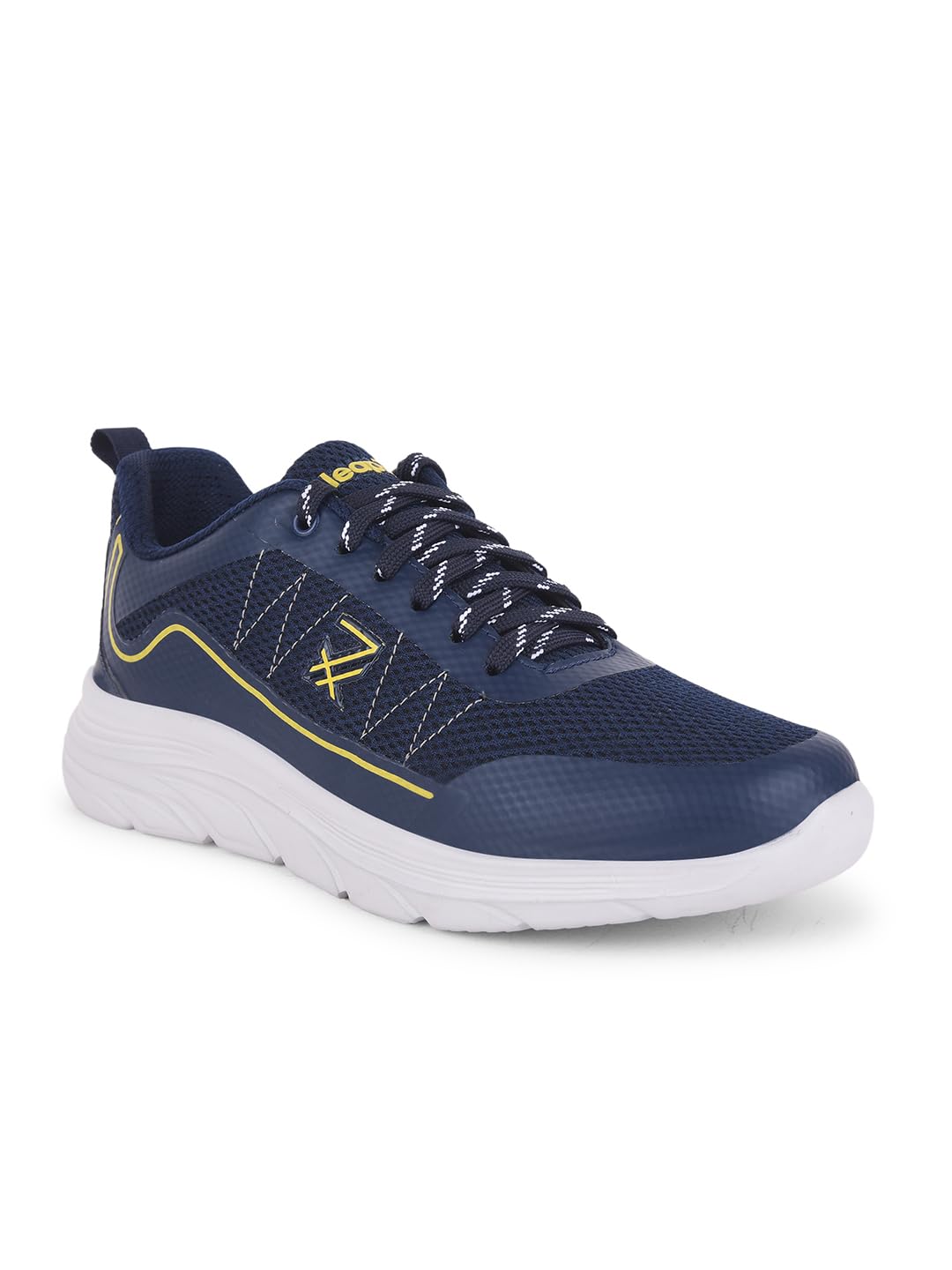 LEAP7X Black & Navy Blue Mesh Running Shoes for Men