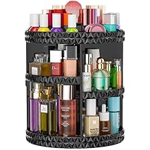 360 Rotating Makeup Organizer, DIY Adjustable Cosmetics Organizer[Patented Product], Professional Acrylic Make Up Caddy Shelf Storage Perfume, Lipsticks, Makeup Brushes or Accessories Black