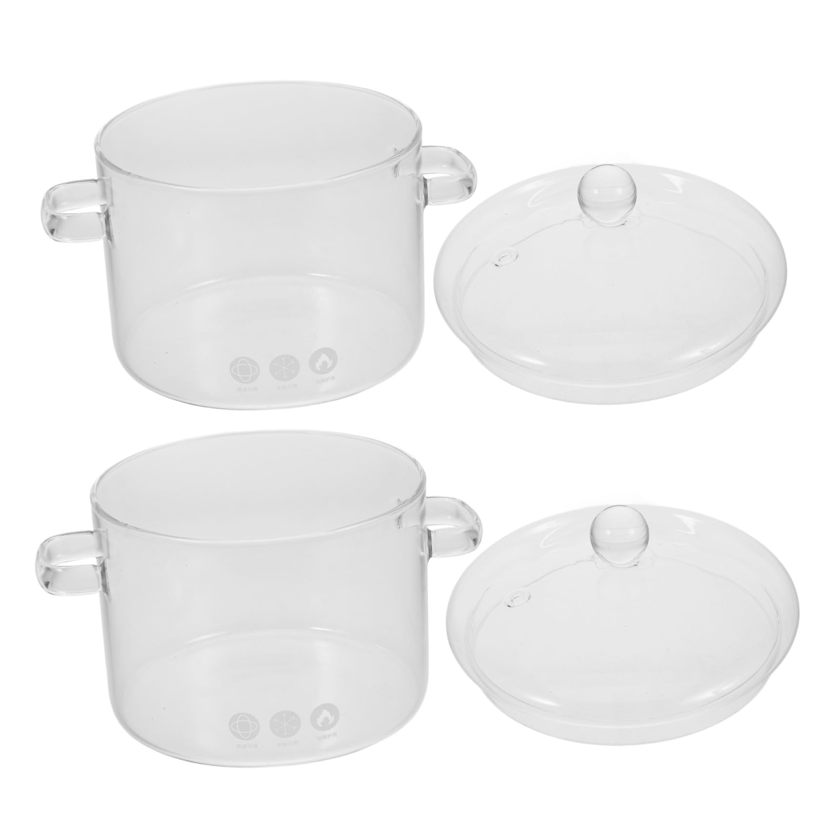 Marmite en verre 1900ml pour cuisson riz et nouilles lot de 2 faitouts Uonlytech