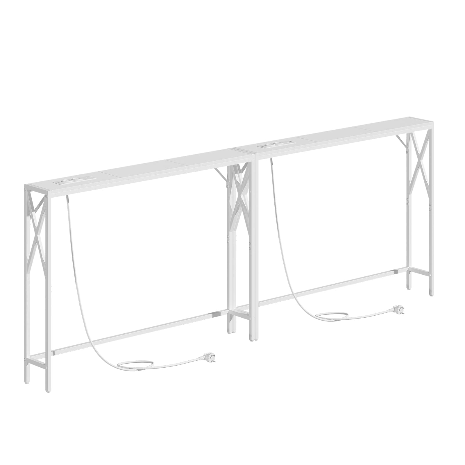 MAHANCRIS Konsolentisch mit Ladestation, Eingangstisch, Schmaler Konsolentisch, Flurtisch, Ausstellungstisch, Beistelltisch für Wohnzimmer, Flur, Weiß ACTWT151UE01S2