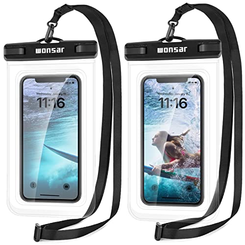 WONSAR [Lote de 2 Funda Impermeable Móvil Universal, para la Mayoría de Móviles para iPhone 14 Plus 13 12 11 XS XR Samsung Huawei Xiaomi Sony - hasta 7.5