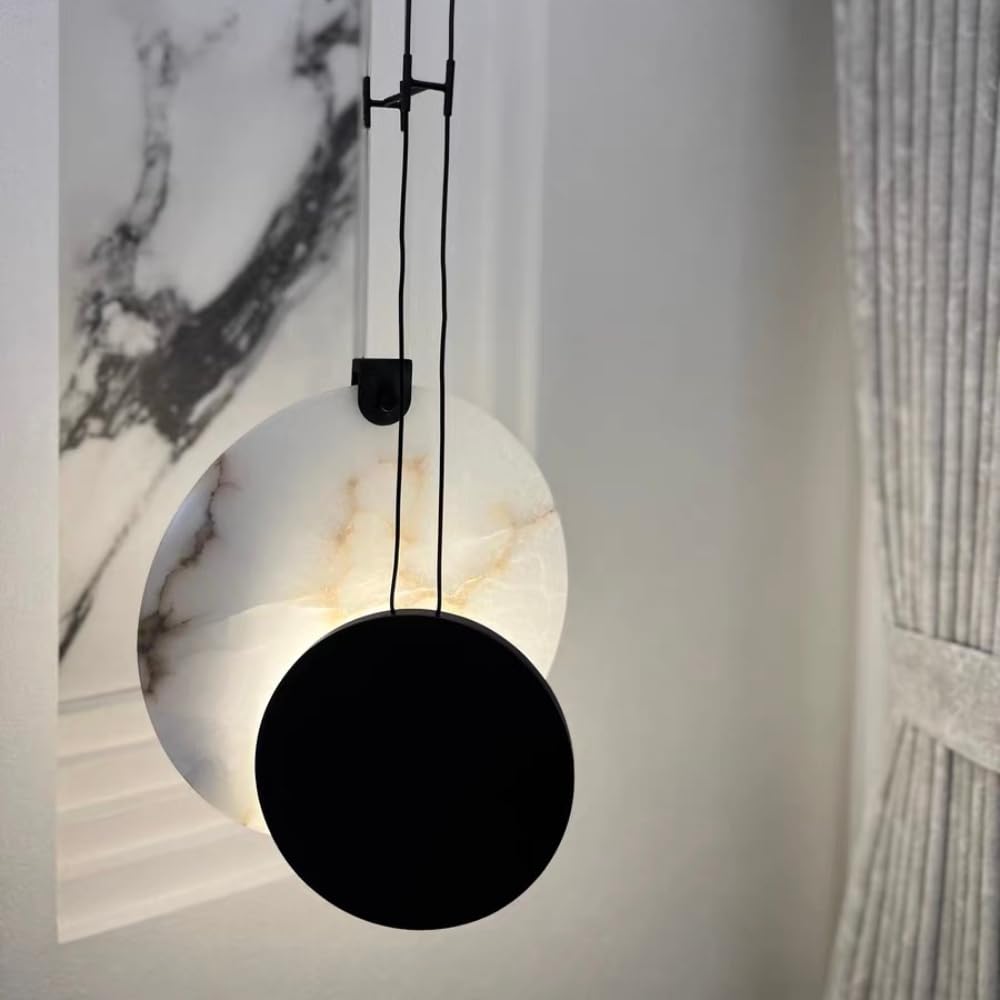 THKSGIV Modern LED Natural Marble Chandelier Bedroom Bedside Minimalist Pendant Lamp