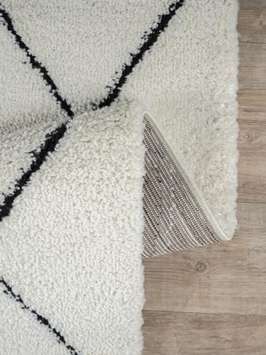 the carpet Bahar Shaggy eleganter Designer Teppich Wohnzimmer, weicher & pflegeleichter Hochflor Wohnzimmerteppich in Creme-Schwarz 160 x 230 cm - 8