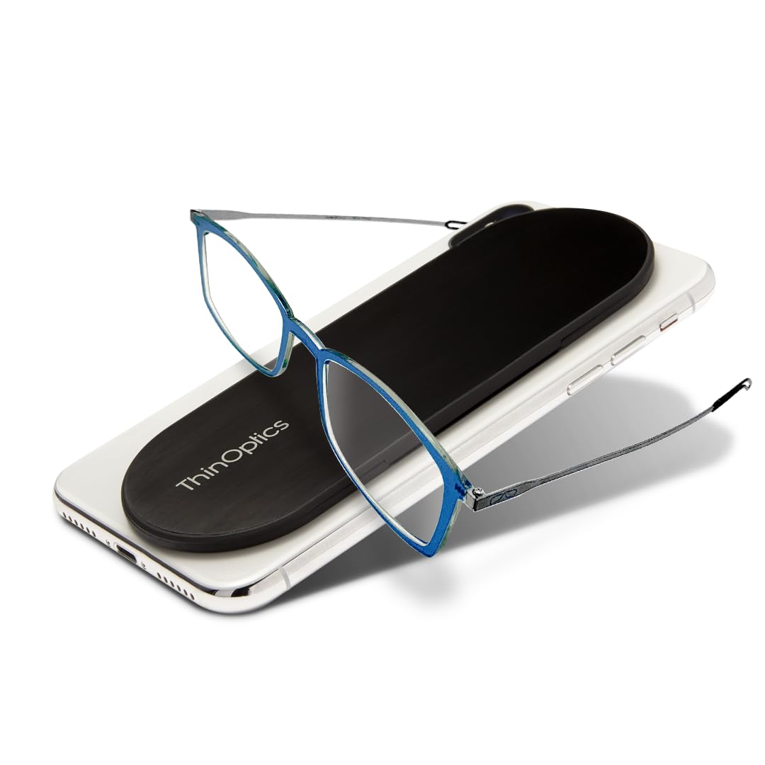 Always With You by ThinOptics Reading Glasses with Slim Case Readers Attach to Your Phone Tablet or Fit