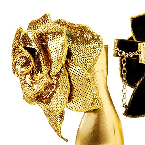 FSJ Women Open Toe Big Flower Gold Metal Chain High Heels Ankle Strap Pump Sandals Fashion Wedding Bride Shoes4