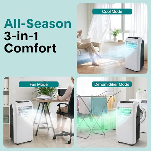 Image of SereneLife Portable Air Conditioner 12,000 BTU with Built-in Dehumidifier - Portable AC unit for rooms up to 550 sq ft - Small AC Unit Remote Control, Window Mount Exhaust Kit
