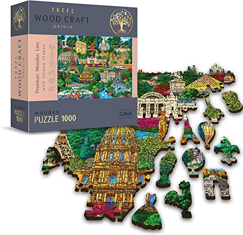 Trefl - Holzpuzzle, Frankreich Puzzle, Berühmte Orte - 1000 Teile, Wood Craft, unregelmäßige Formen… – Ansicht 1