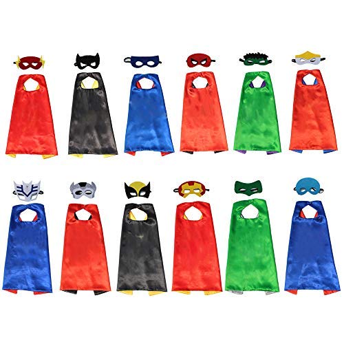 XKX Superhero Capes Masks For Party,12 Set