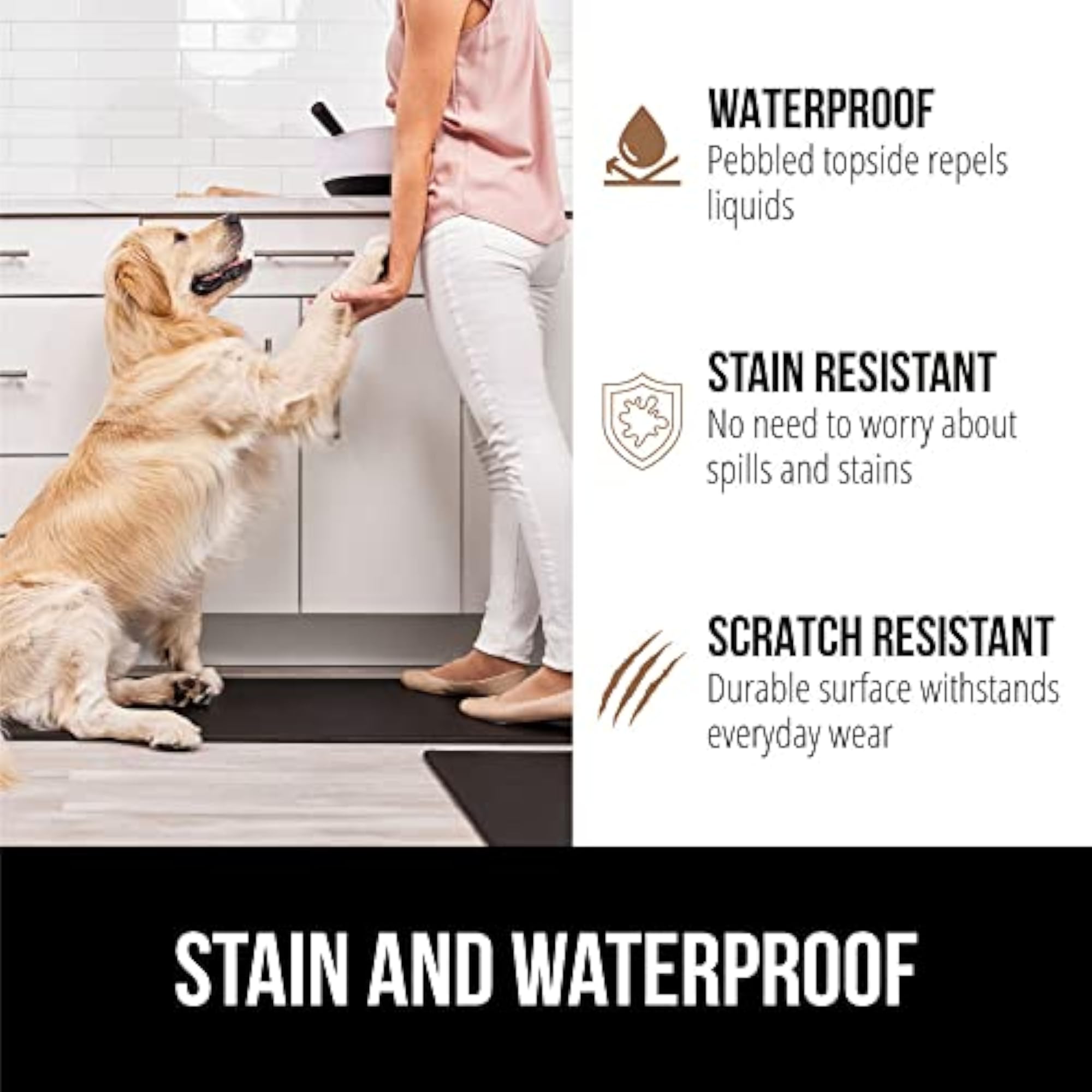 Cushioned Kitchen Mats for Floor, 2 PK, Black