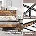 SAMTRA Wooden King Size Bed Frame with Headboard - Rustic Farmhouse Platform Bedframe with Metal Slat Support, Sturdy and No Noise, Easy Assembly (Rustic Brown, King)