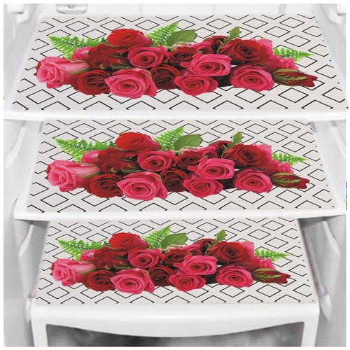 Image of DakshyaIndustries Pack of 3 PVC Printed Fridge Mat /Refrigerator Mat (Maroon)