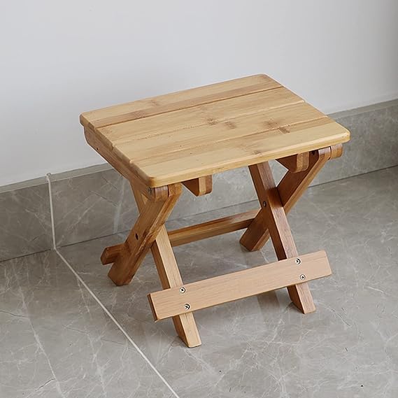 Wooden Foldable Stool Camping Outdoor Stool Portable Travel Stool Fishing Chairs Household Bamboo Shoeo Changing Stool Small Foldable Solid Wood Stool,Shower Bench Folding Furniture