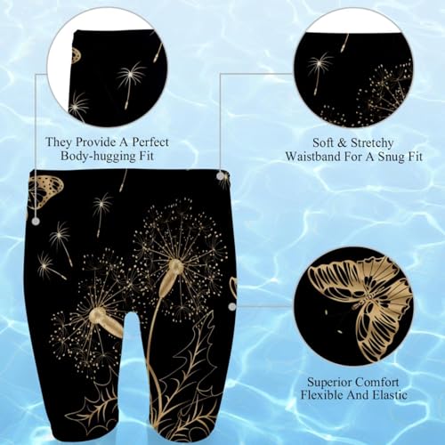 Pantalones cortos de natación premium de mariposas y plantas con sutiles detalles dorados 2