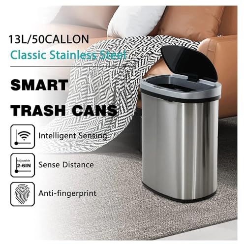 Basura Touchless de Acero Inoxidable 13 galones miniatura 4