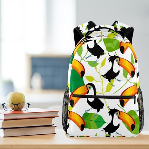 Sac à dos imprimé tropical toucan multicolore résistant 40cm
