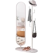 Body Length Mirror Luxury Full-Length Floor Mirror with Rotating Coat Rack Integrated for Bedroom and Home Use Home Decor