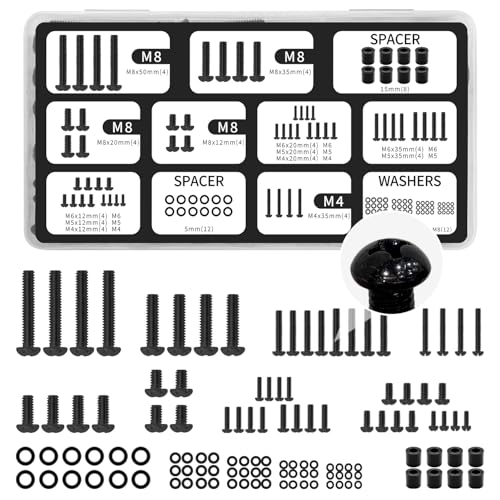 Schrauben für TV-Halterungen – 120-teiliges Schraubenset für die TV-Montage mit M4, M5, M6 und M8, universelle Vesa-Schrauben für die meisten TV-Ständer und -Halterungen