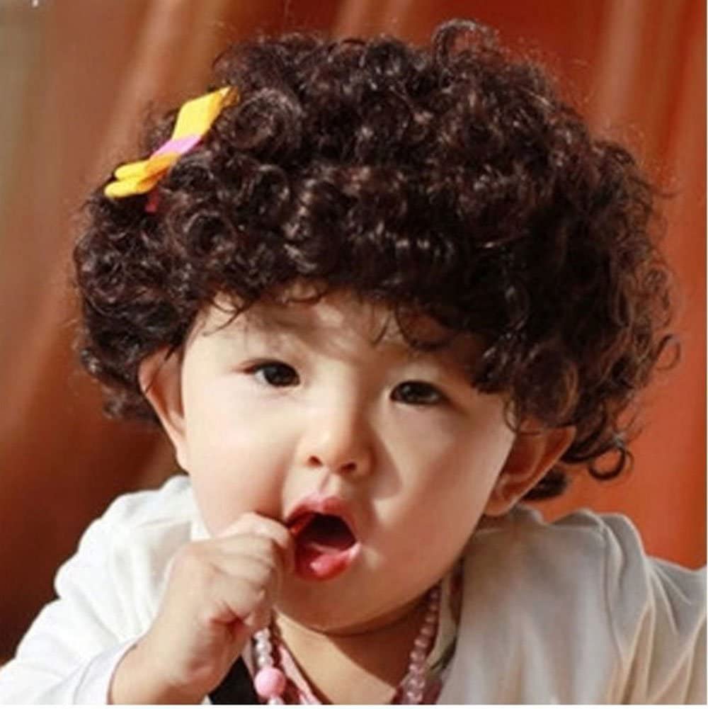 Sywwlov Brown Short Curly Wavy Wigs for Kids Child Costume Cosplay Wig Hair Adjustable Synthetic Heat Resistant (Brown) - Image 6