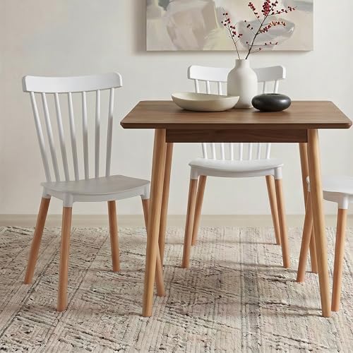 IDIMEX Lot de 4 chaises RAVI de Salle à Manger Design, Blanc, Design scandinave avec Assise Confortable, Pieds en hêtre Massif, Idéale pour Table à Manger,...