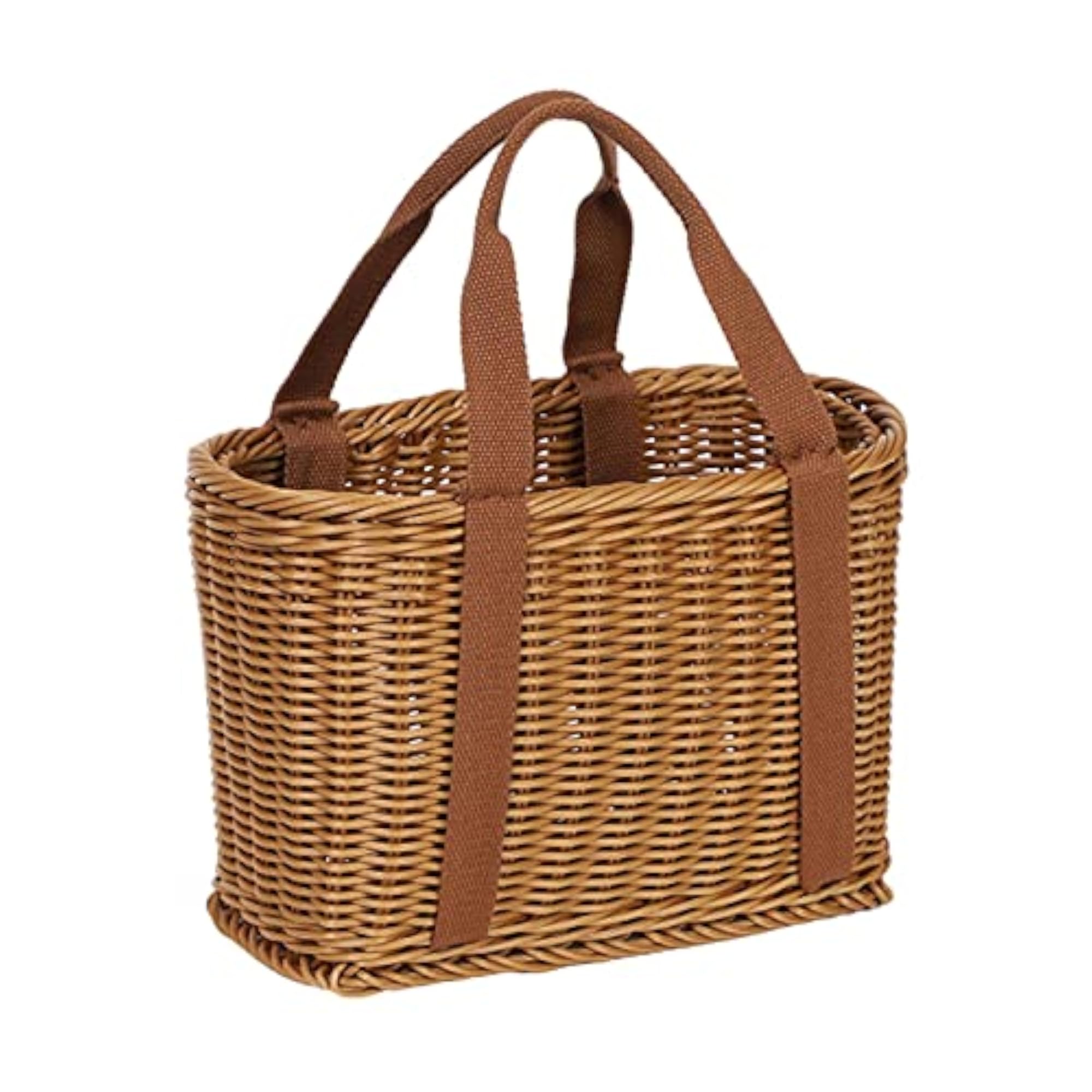 Handwoven Shopping Basket with Handles, Imitation Rattan