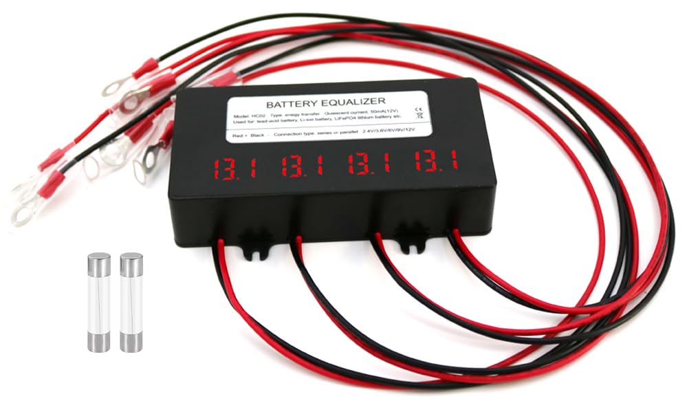 Battery Equalizer 48V - 4 x 12V Battery Voltage Balancer for Gel Flood AGM Lead Acid Lithium Battery with LED Display Battery Voltage(HC02 Balancer)