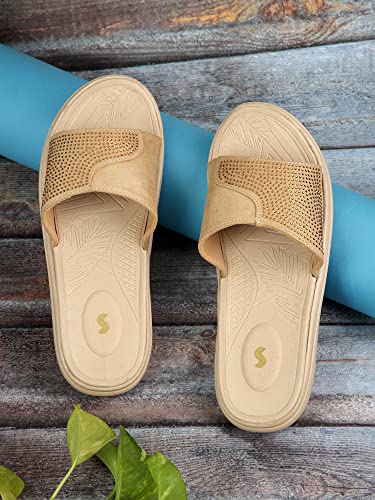 Image of SOLETHREADS PALM SLIDES | Durable | Sturdy | Light | Comfortable | Shock Absorbent | Slippers | Flip Flops | Slides for Women