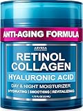 Face Moisturizer Retinol Cream - Anti-Aging Moisturizer Wrinkle Cream with Collagen & Hyaluronic Acid - Neck Firming, Hydration & Smooth Skin - Fast Absorbing Day & Night Facial Cream for Women & Men