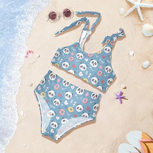 Cute Panda Donut Girls Two Piece Tankini Swimsuits Summer Bathing Suit Beach Swimwear Set2
