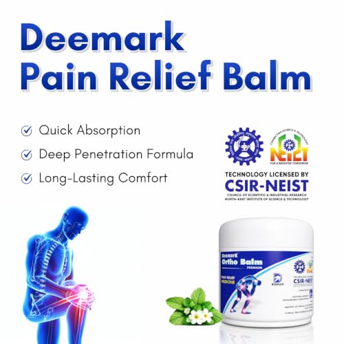Image of Deemark Ortho Balm Natural Pain Relief Balm for Muscle & Joint Pain | 100% Ayurvedic Formula | Suitable for Sports & Gym related injuries | (50 g (Pack of 1))