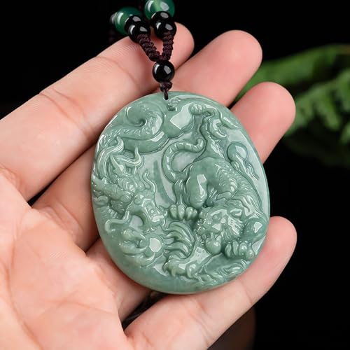 Hand-Carved Dragon Tiger Natural Jade Pendant Necklace for Men Women, Zodiac Stone Amulet Fashion Jewelry Accessories Necklace for Gifts4
