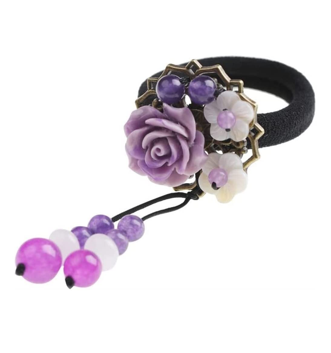 RUVOO Haargummi Scrunchies Blumen-Haargummis, Elastisch, Vintage, Chinesisches Haarseil, Pferdeschwanz-Halter, Haarbänder Für Mädchen Haargummis Haarschmuck