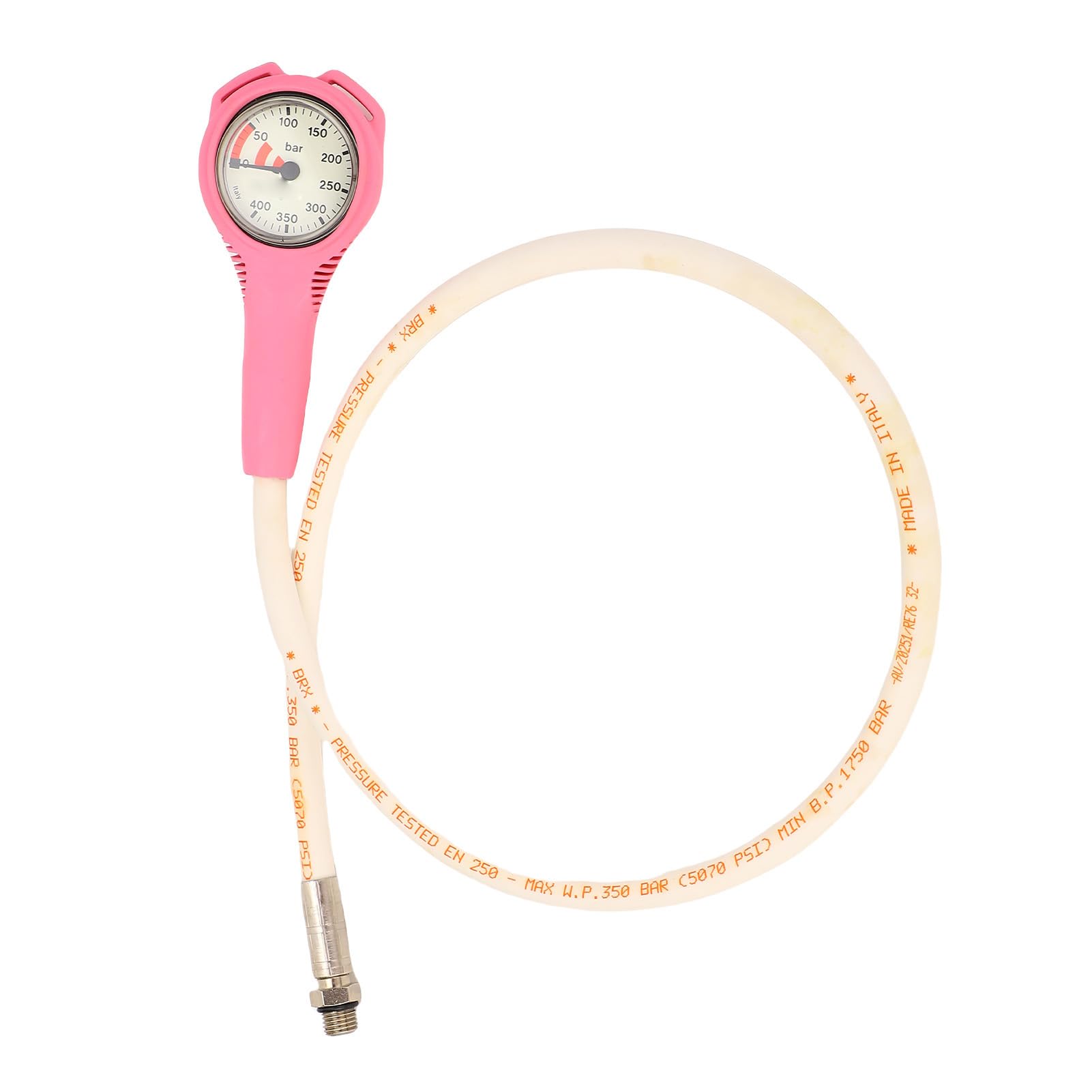 Zunate Manometro per Immersioni Subacquee | Manometro Sommergibile TPR con Tubo Flessibile per Strumento di Prova Subacquea Attrezzatura Subacquea Rosa