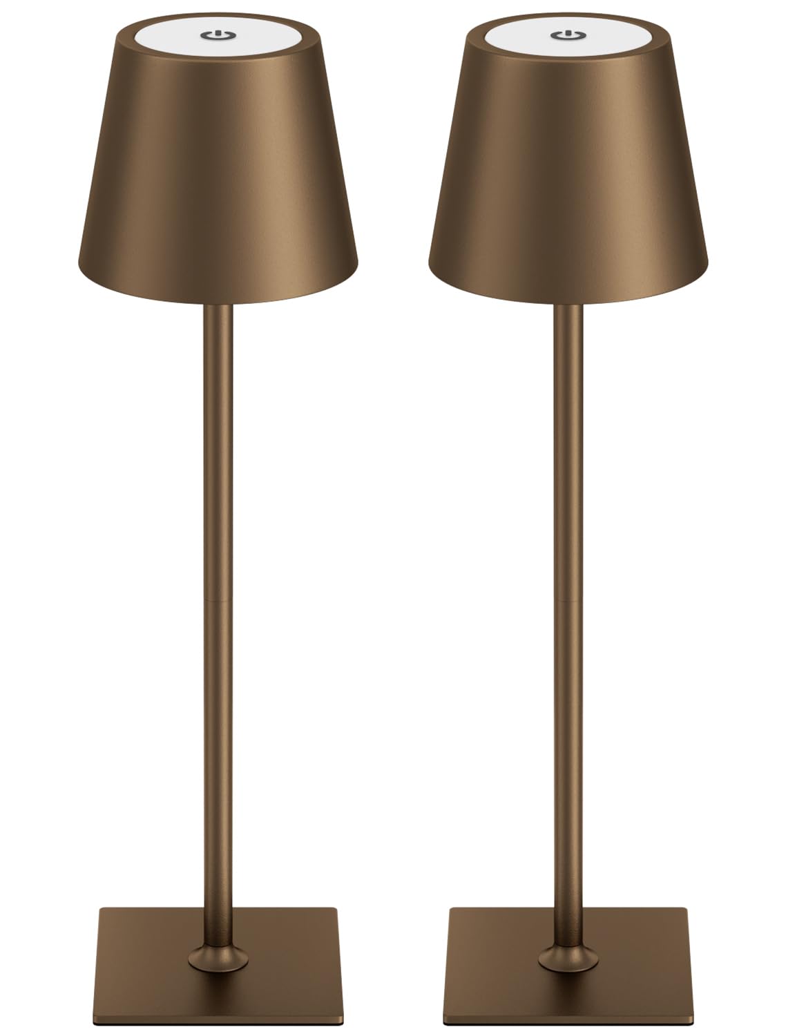 Kakanuo Brown Cordless Rechargeable Table Lamp 5000mAh Battery Operated Lamps, 3 Colors Stepless Dimming Touch Lamp for Living Room, Kitchen Counter, Dining, Outdoor Patio, 2 Pack