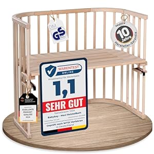 babybay Maxi extra großes Beistellbett aus massivem Buchenholz / Kinderbett Höhe stufenlos verstellbar & umweltfreundlich / mitwachsendes Babybett (natur unbehandelt)