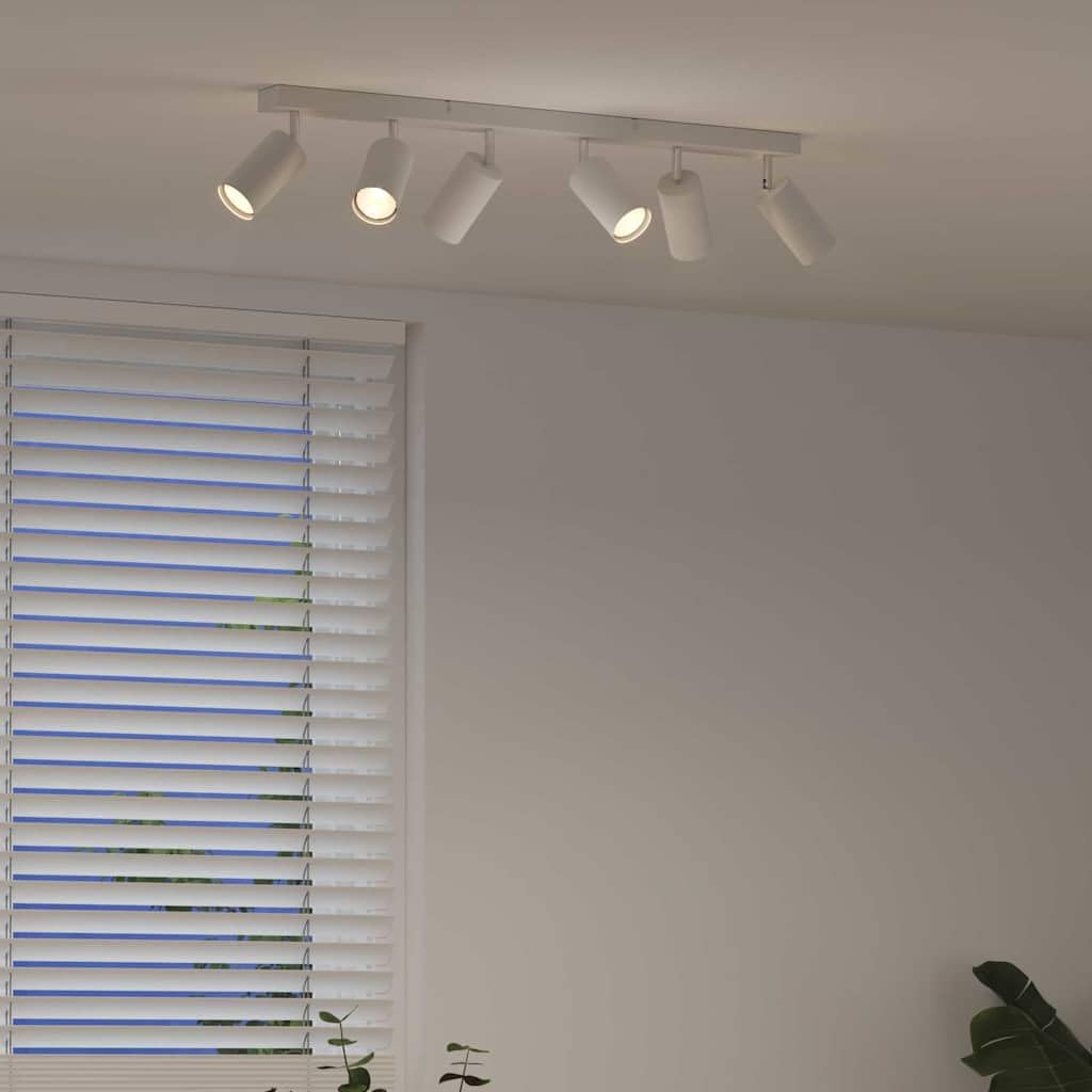 vidaXL Foco de techo con focos Blanco 73 x 6 x 16 cm Metal | Tiene 6 luces ajustables para que las uses como quieras, Diseñado para ahorrar energía sin perder brillo,