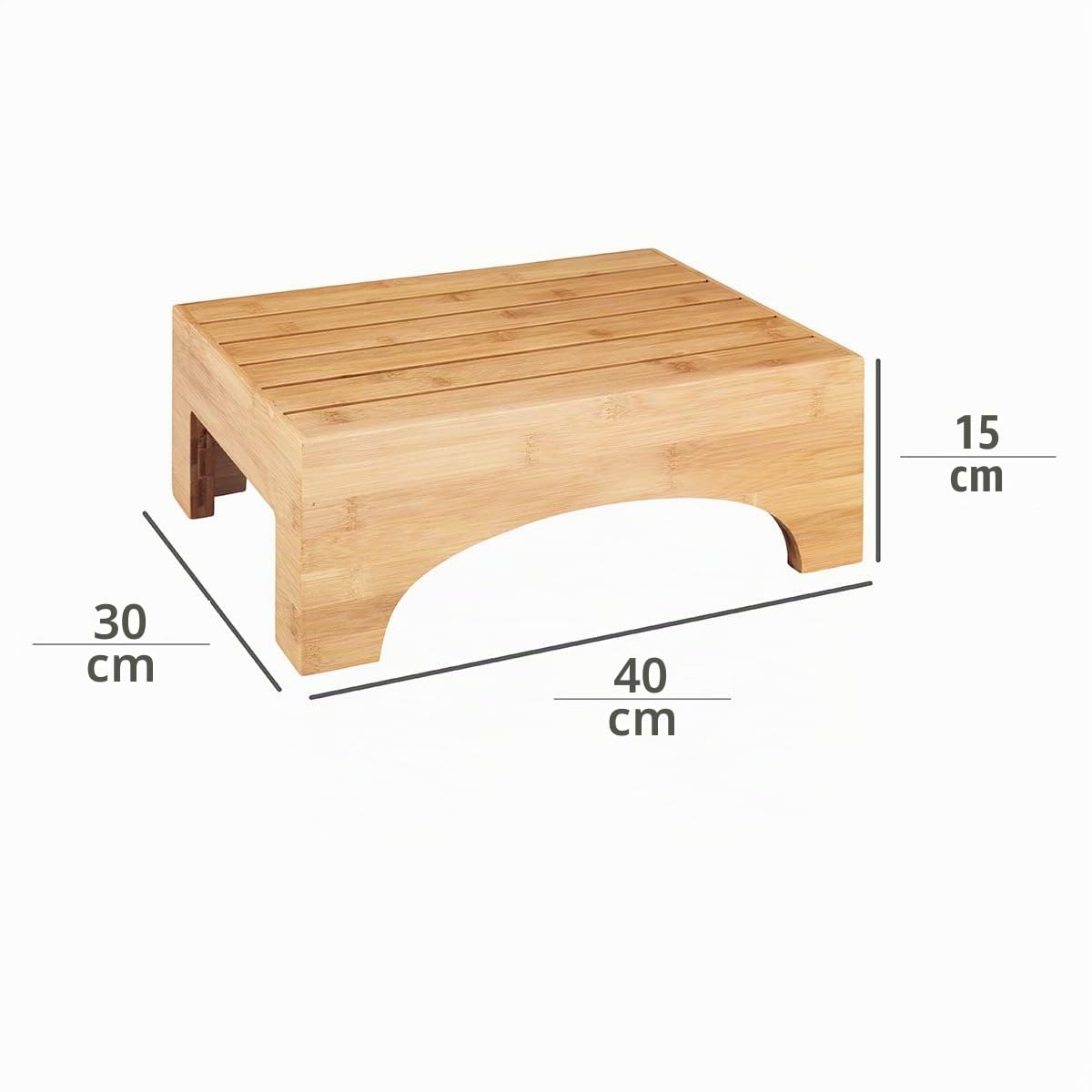 WENKO Marche Pied Salle de Bain Bois Bambusa | Solution esthétique pour Atteindre Les Produits en Hauteur | Rehausse de 15cm | Repose Pied Bureau | Bambou | 40x30x15 cm