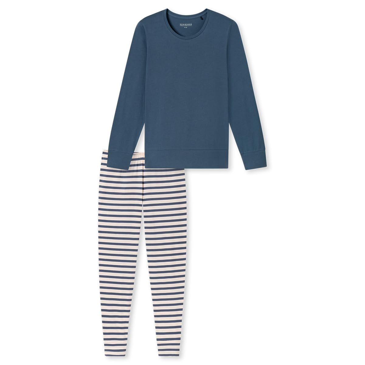 Schiesser Damen Schlafanzug lang mit Bündchen Baumwolle - Nightwear