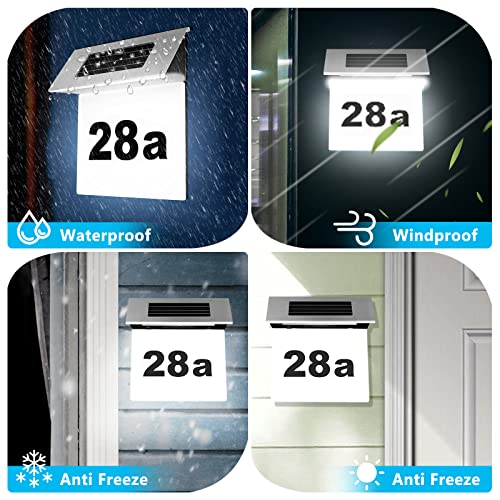 DEECOZY Hausnummer Beleuchtet Solar, Beleuchtete Hausnummern Mit Led Beleuchtung Aus Edelstahl IP44 Individuelle Dämmerungssensor Witterungsbeständig Hausnummernschild Solarhausnummer Schild