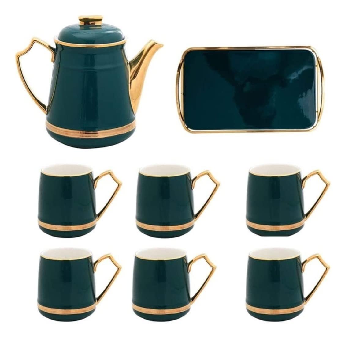 DANNMPX Tea Set Ceramic Teacup Set Nordic Light Luxury Cold Kettle Home Simple Phnom Penh Tea Cup Pot Drinkware With Tray Teapot And Cups(8pcs)