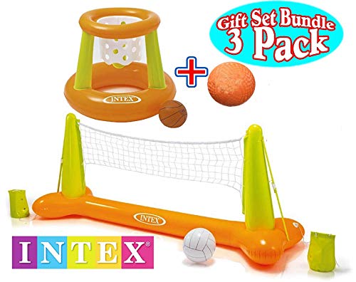 Intex Floating Pool Volleyball Game & Floating Hoops Basketball Game with Exclusive Matty's