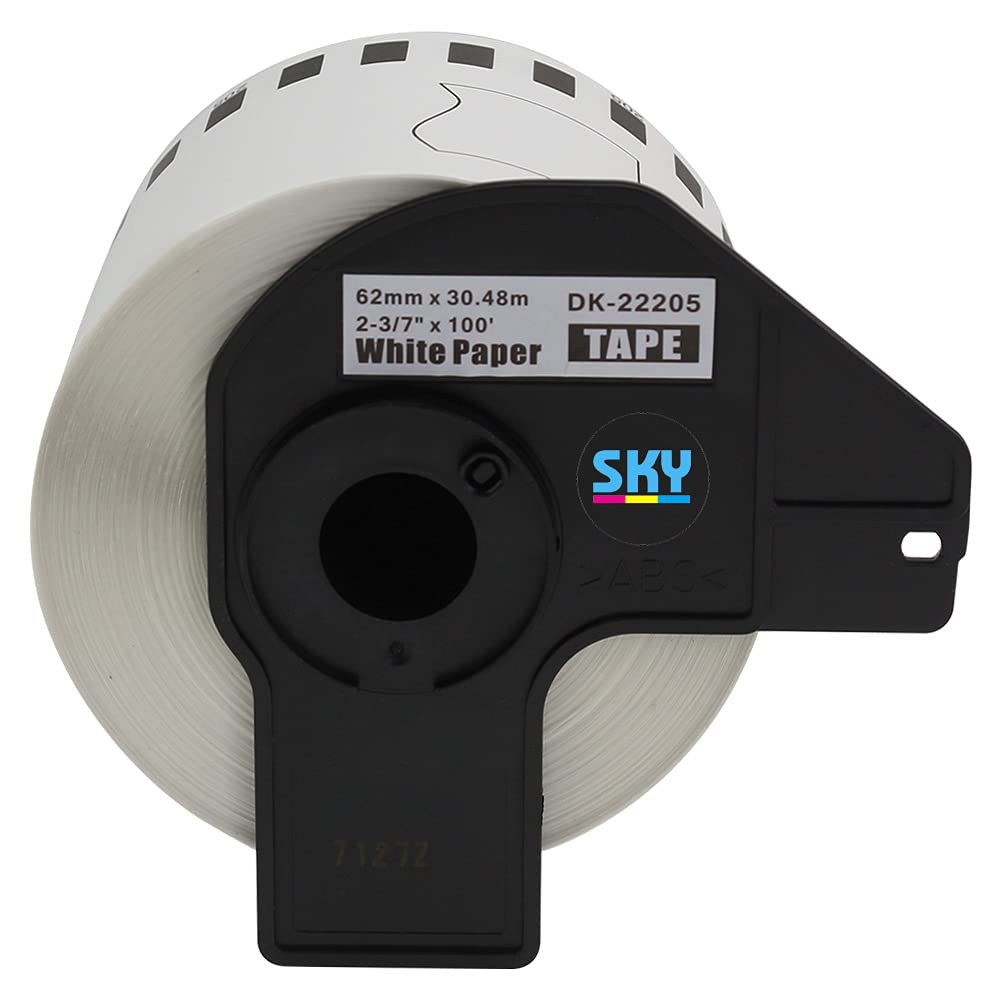 SKY DK-22205 Label Tape Roll - White 62mm x 30m for Brother QL Series Label Printers
