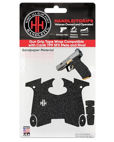 Handleitgrips Gun Grip Tape Compatible with Canik TP9 SFX Mete and Rival - Black Sandpaper Pistol Grip Tape, Easy Installation, Gun Parts & Accessories, Veteran Owned, Made in USA